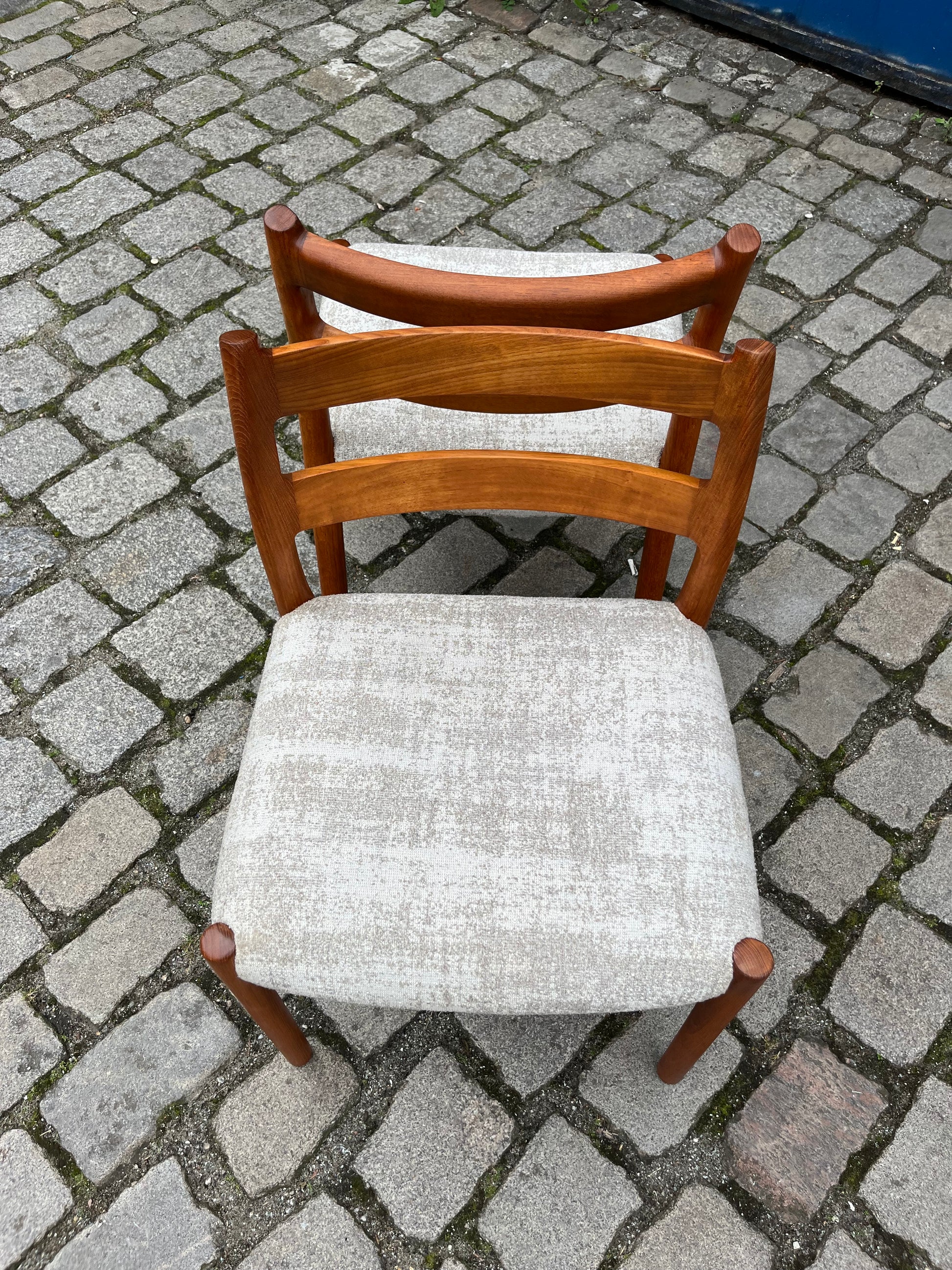 Polsterstuhl hellgrau Teak von J.L. Møller