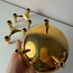 Set: 2 Kerzenständer und 1 Schale gold von Stoff & Nagel