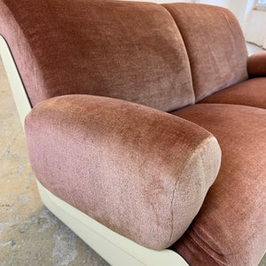 Modularer Schalensessel rosa Samt & Kunststoff