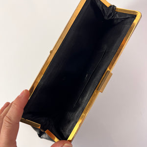 Tasche Echtleder schwarz & Messing KaDeWe 70er