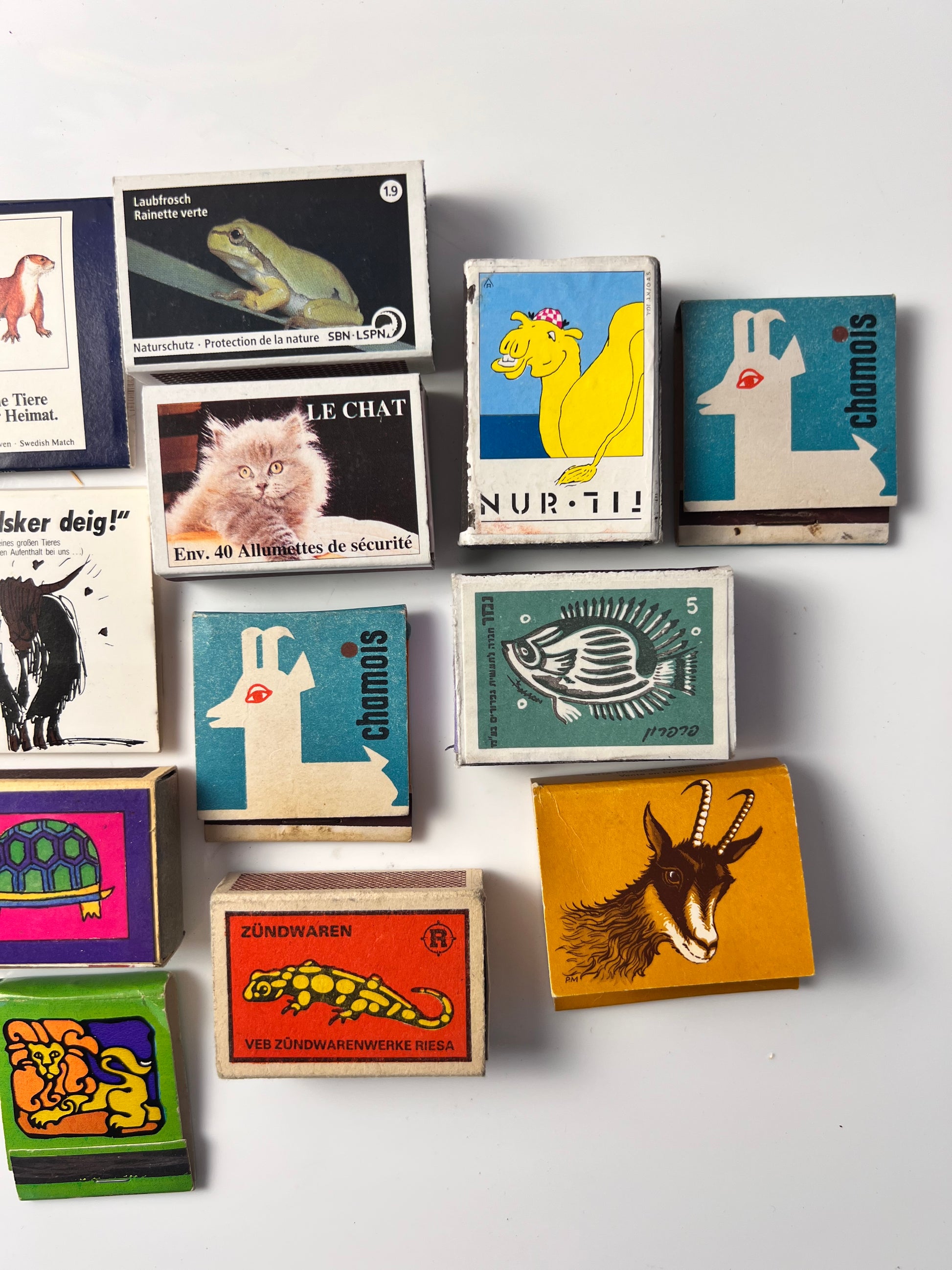 Set vintage Streichhölzer Tiere