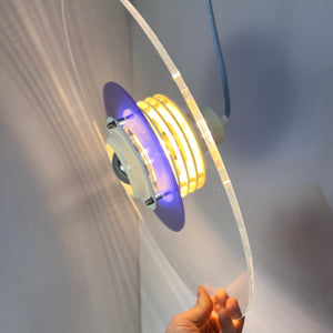 Lamellenlampe „Astra“ blau Plexiglas aus Dänemark