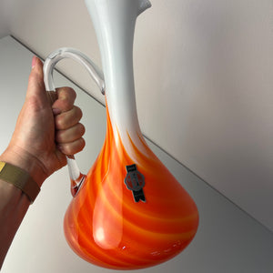 Henkelvase Opalglas mit Flammenmuster von Vetreria Artigiana Sanminiatello
