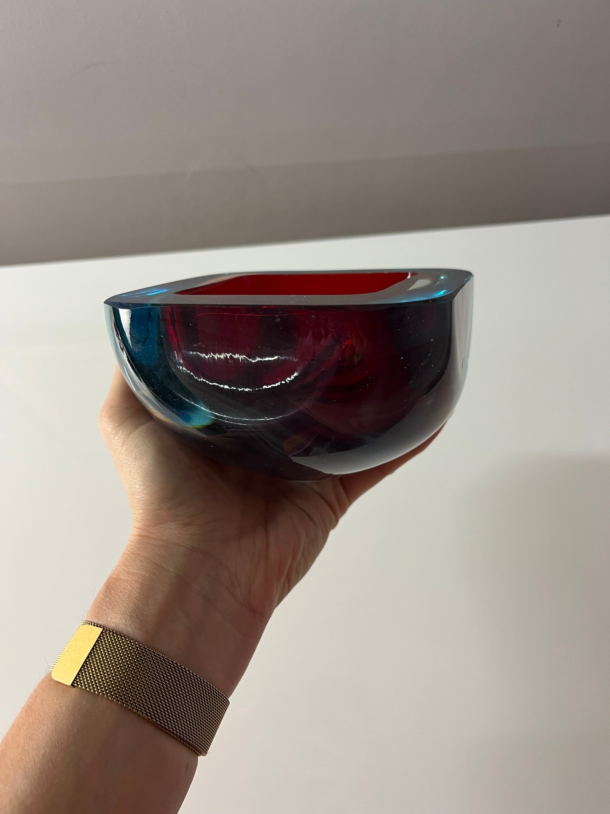 Schale rot blau Muranoglas