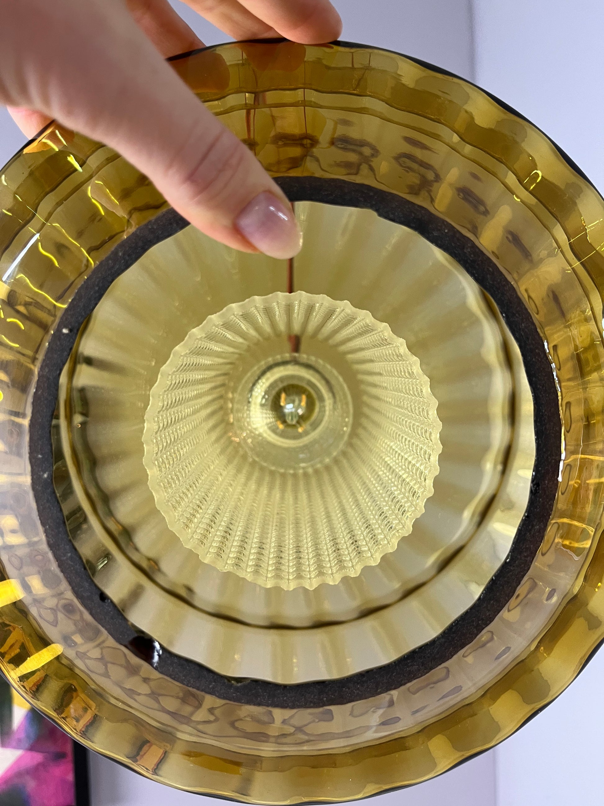 Hängelampe mit Glas Doppelschirm von Carl Fagerlund für Orrefors
