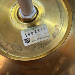 Stehlampe orange mit leuchtendem Glasfuß und 70er Schirm von Pako