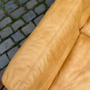 3-Sitzer Sofa gelb Echtleder Holz von Rolf Benz