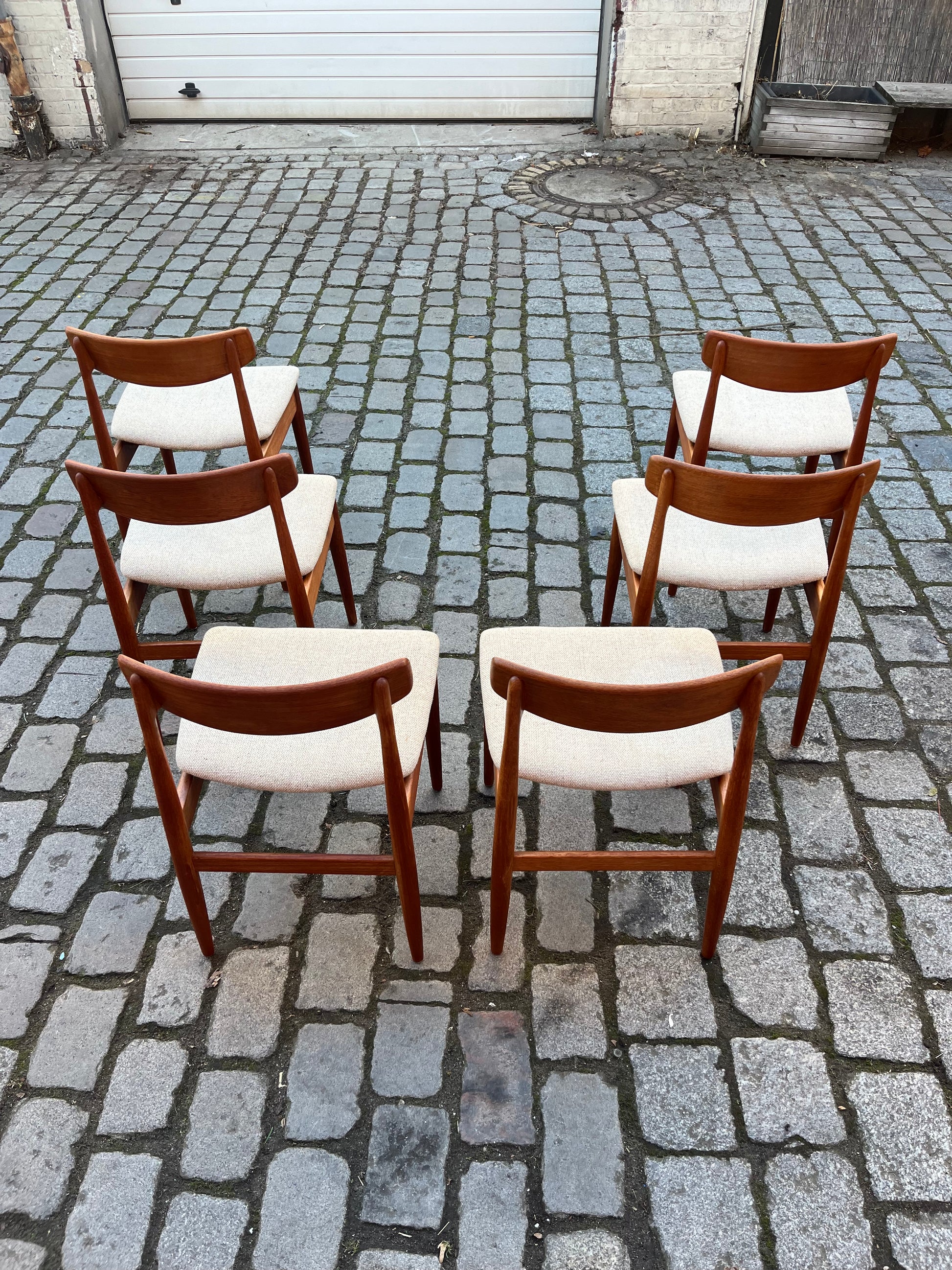 Set: 6x Polsterstuhl beige Teak von Casala