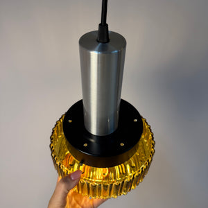 Hängelampe braun Glas Metall
