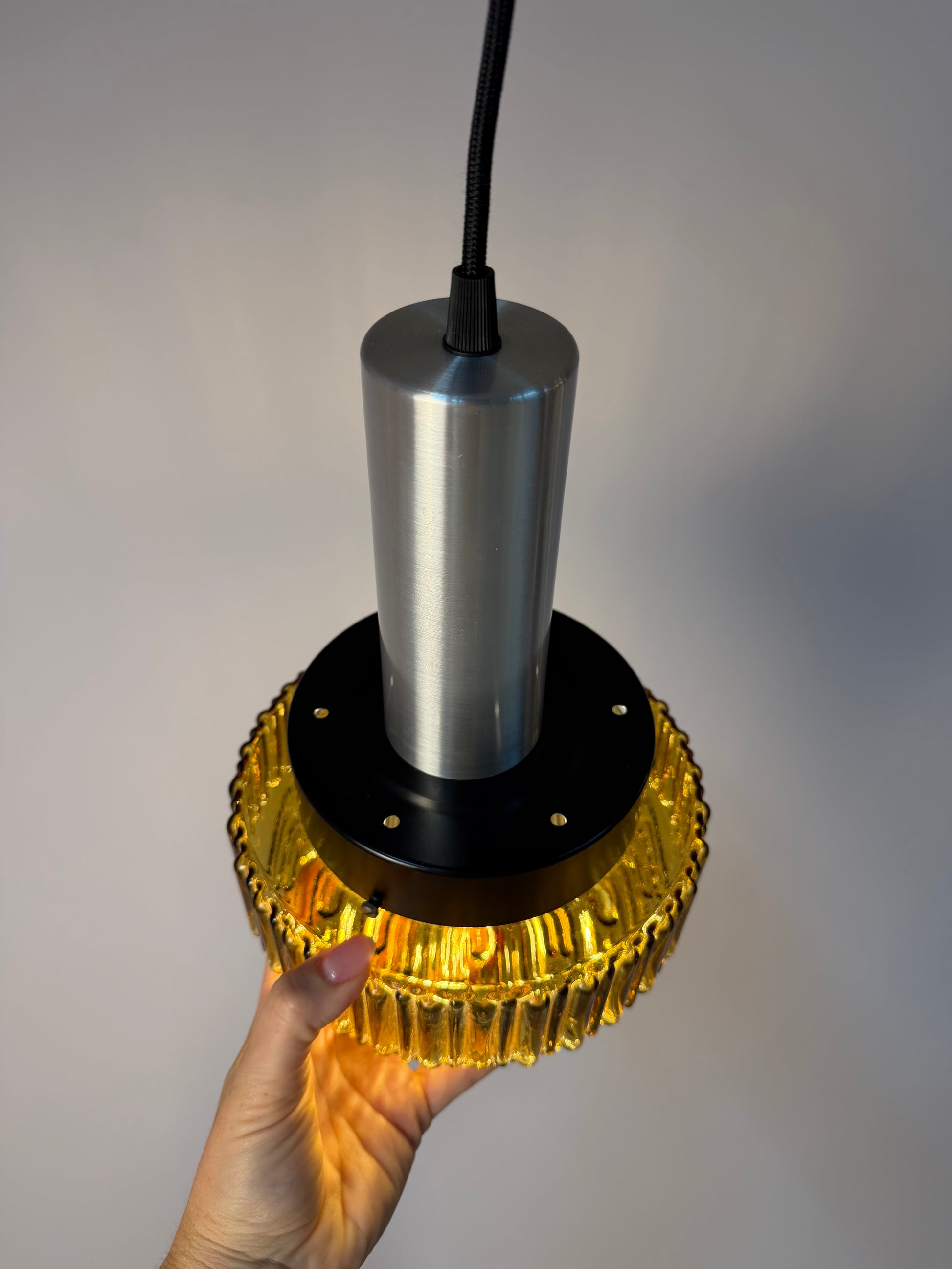 Hängelampe braun Glas Metall