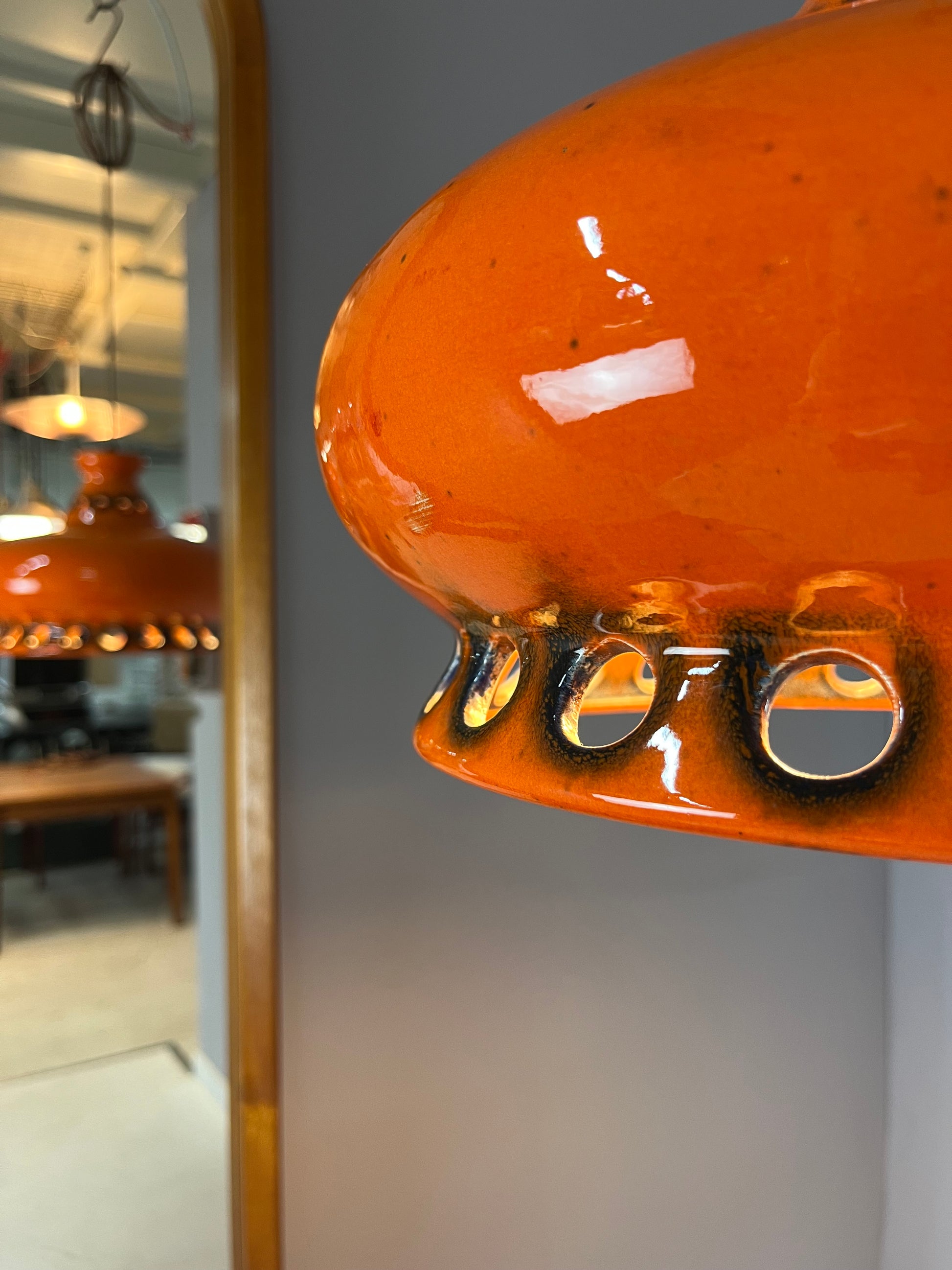 Keramiklampe orange aus Westdeutschland