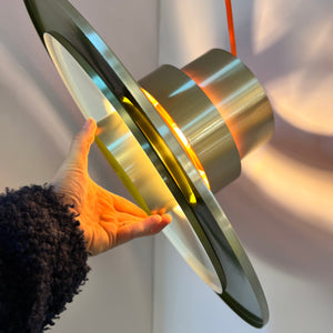 Lamellenlampe Trava grün orange von Carl Thore für Granhaga
