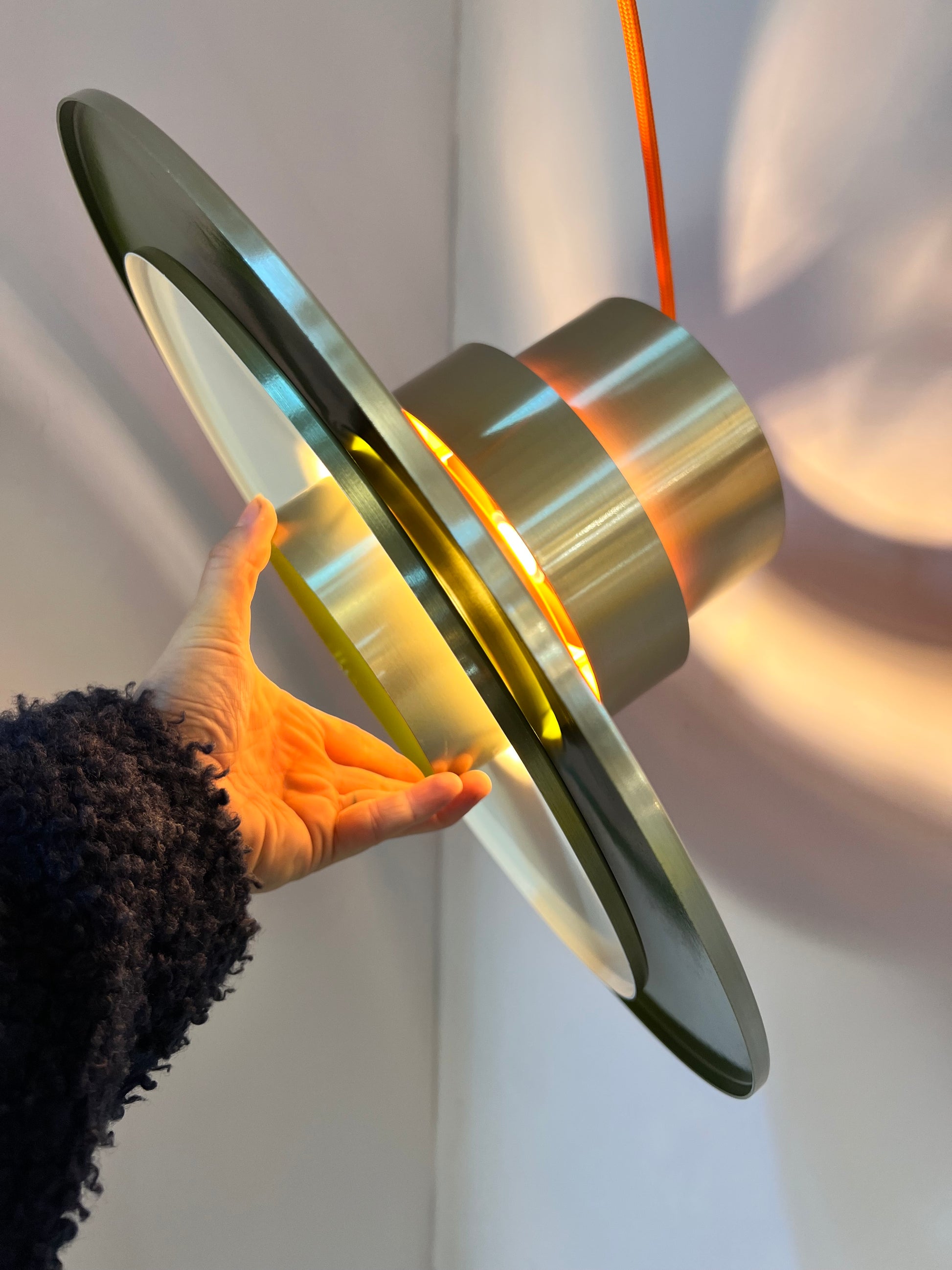 Lamellenlampe Trava grün orange von Carl Thore für Granhaga