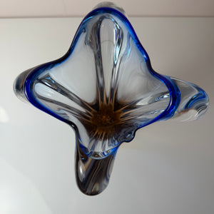 Vase hellblau Glas von Josef Hospodka für Chřibská Sklárna