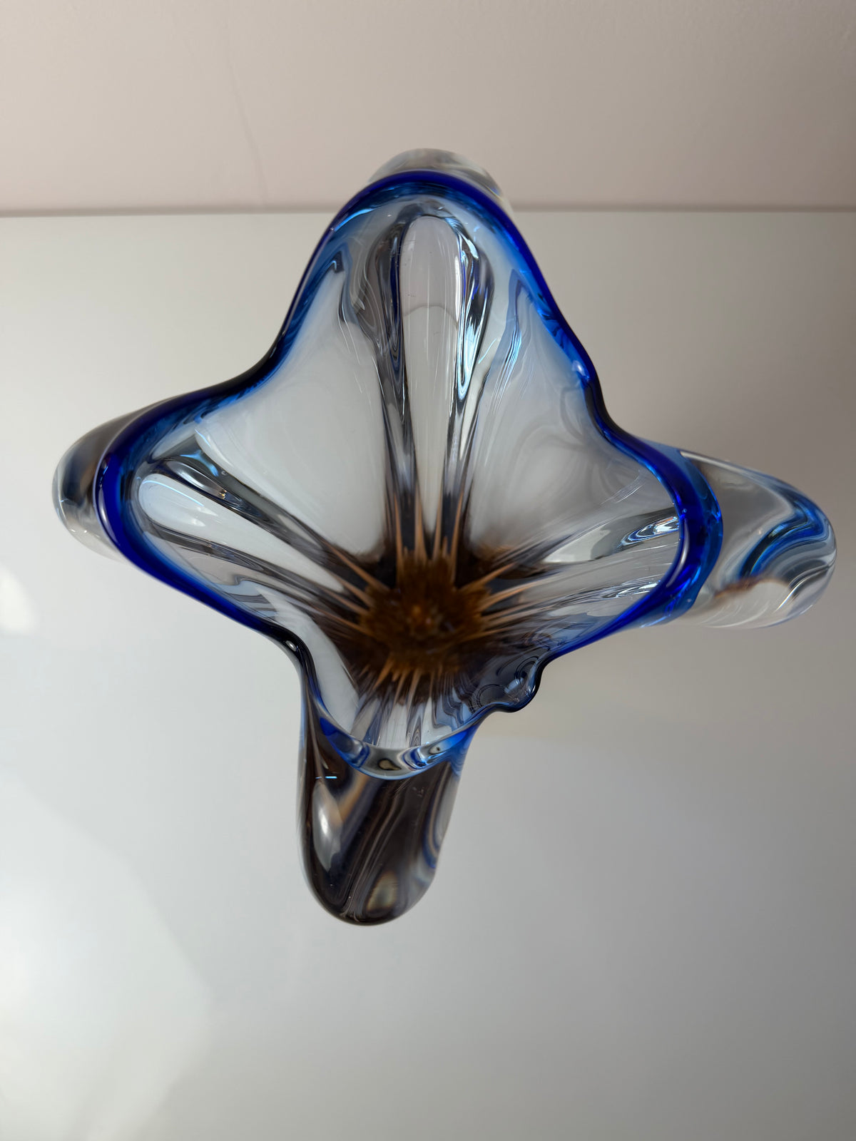 Vase hellblau Glas von Josef Hospodka für Chřibská Sklárna
