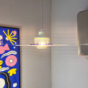 Lamellenlampe „Astra“ blau Plexiglas aus Dänemark