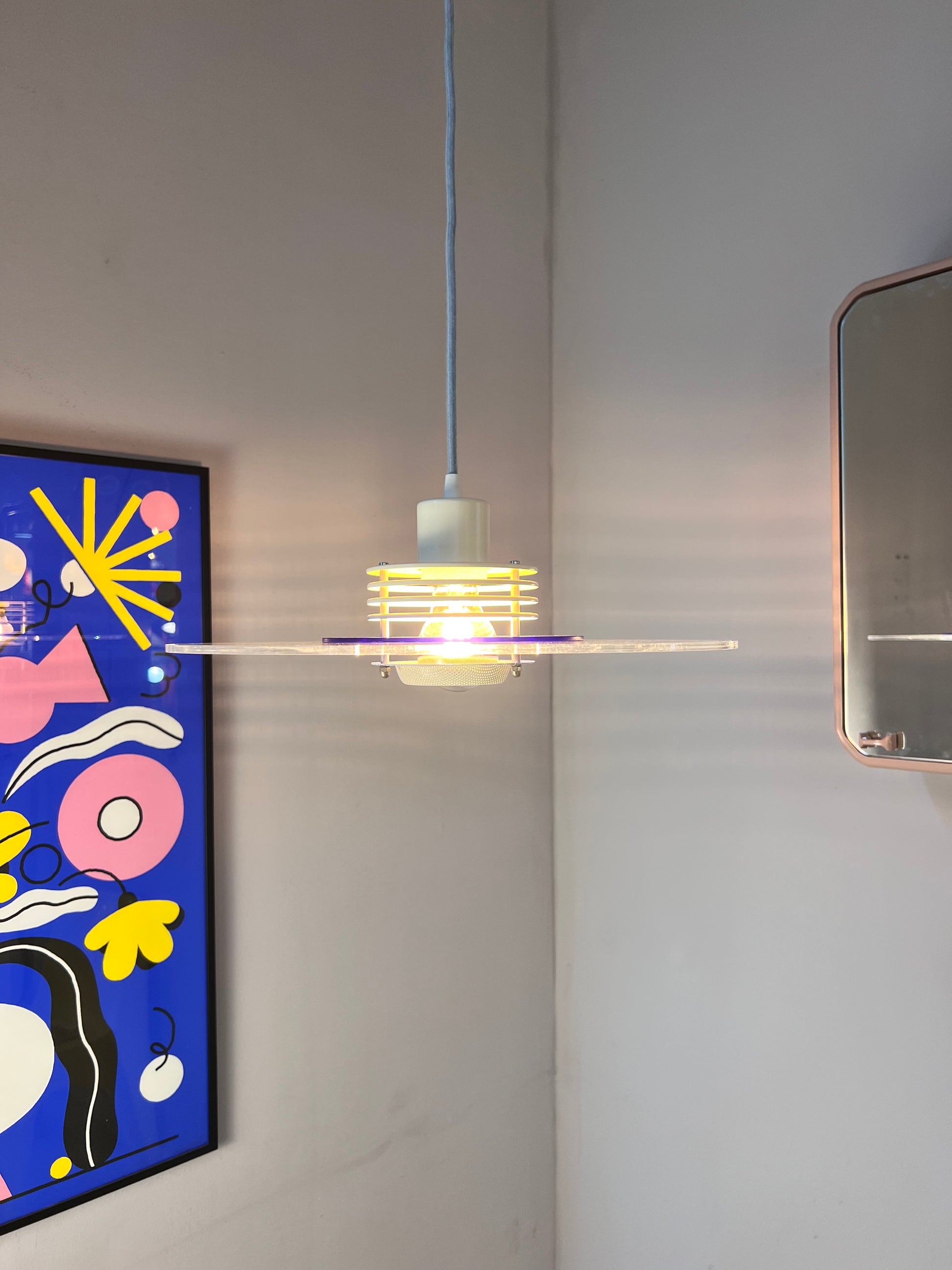 Lamellenlampe „Astra“ blau Plexiglas aus Dänemark