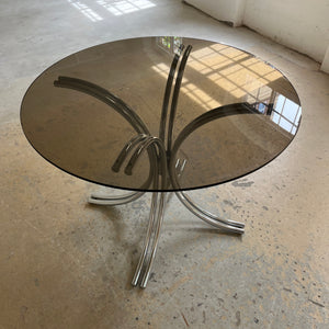 Runder Esstisch Rauchglas Chrom