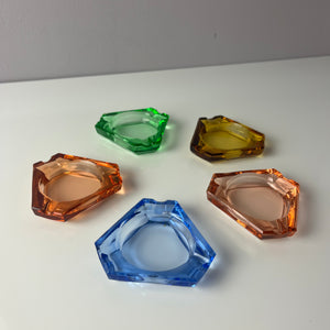 Set: 5 Aschenbecher pastell Glas