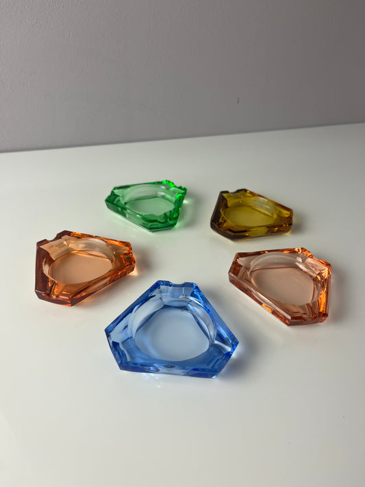 Set: 5 Aschenbecher pastell Glas