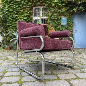 Sessel Halina lila neu gepolstert Chrom von Hellerau