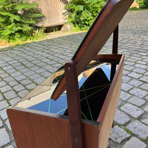 Schminktisch mit gemusterter Glasplatte Teak
