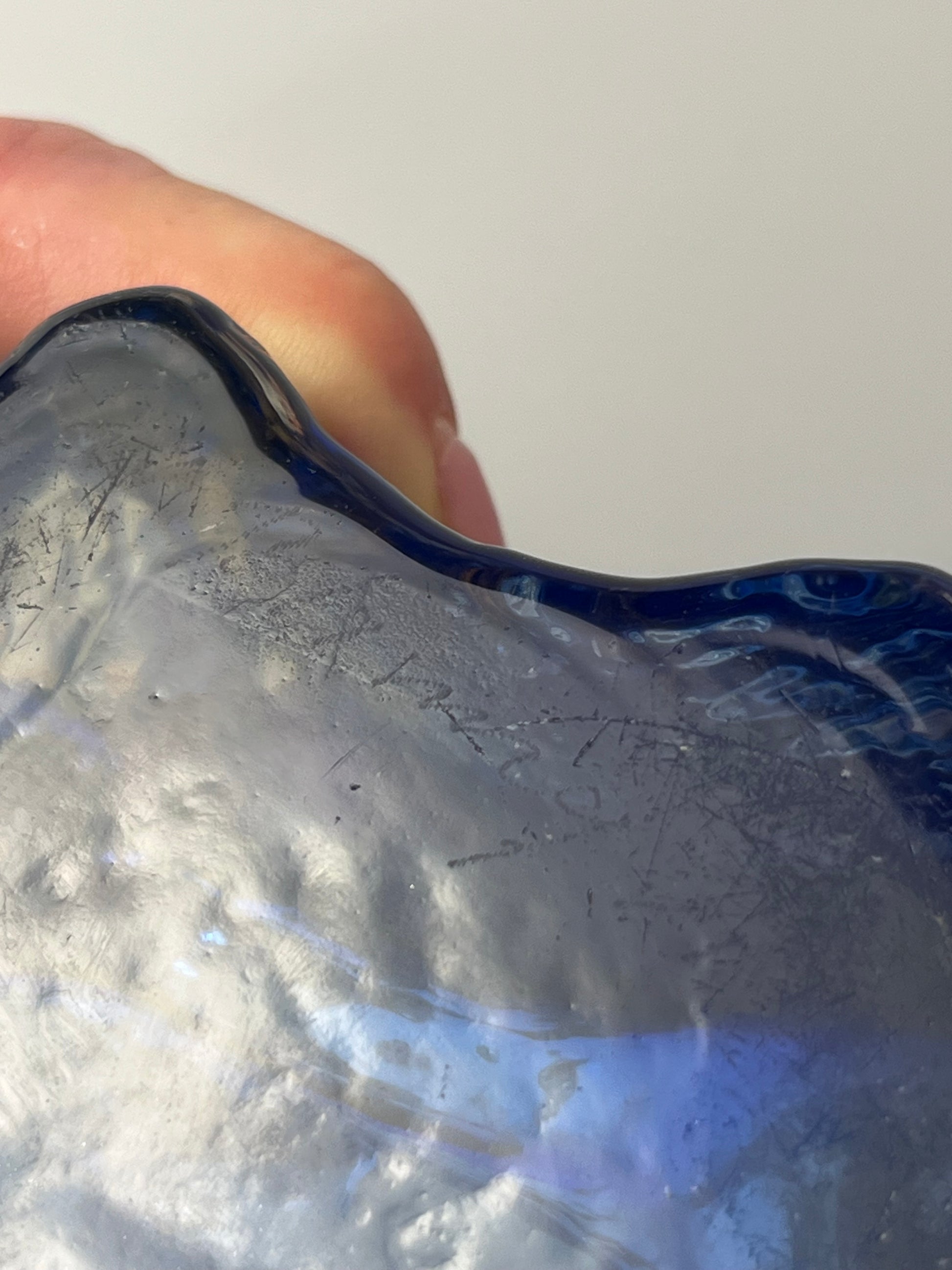 Vase blau Glas von Kai Blomqvist für Riihimaki / Riihimaen Lasi Oy