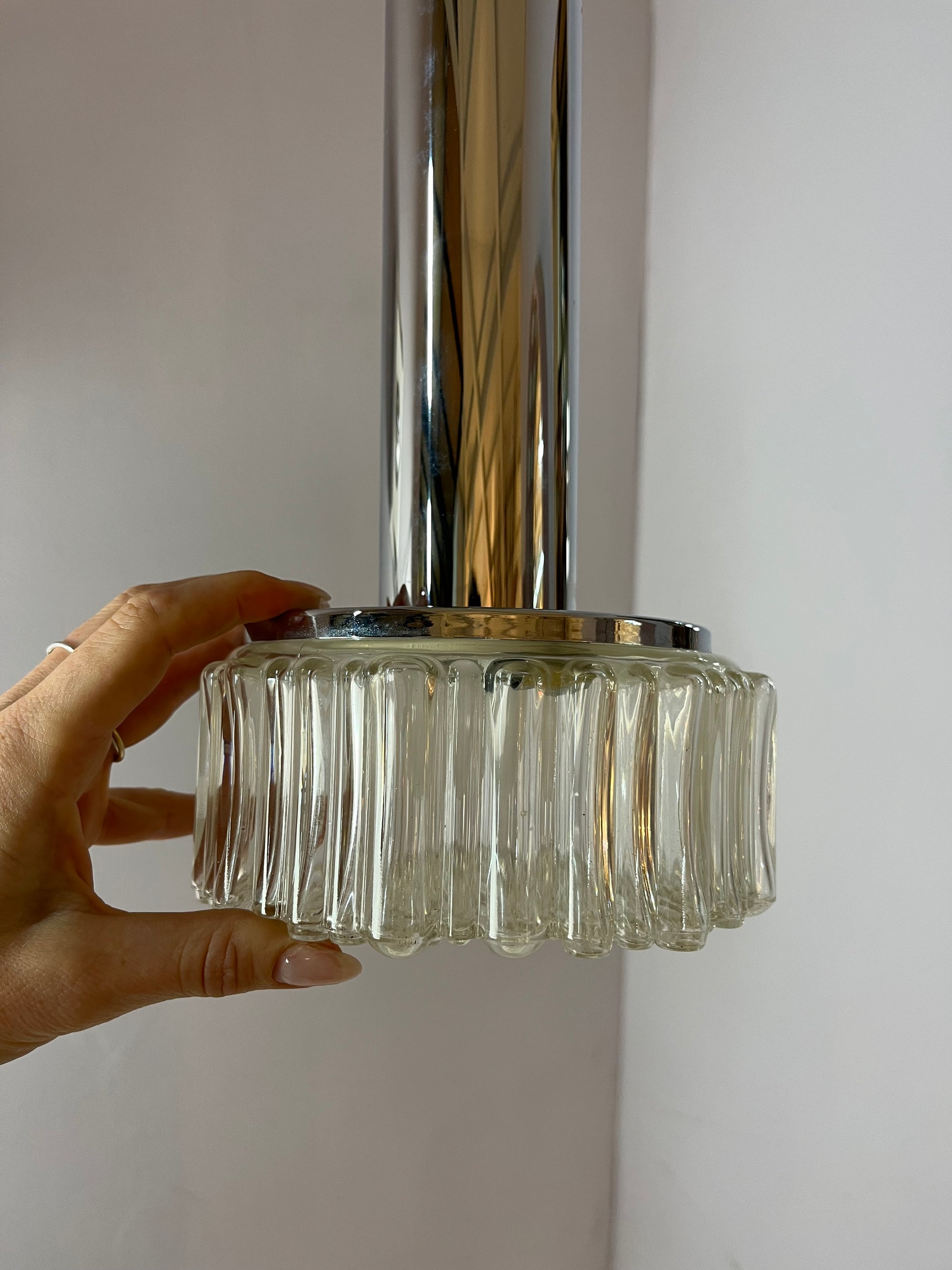 Pendelleuchte Modell P105 Klarglas Chrom von STAFF