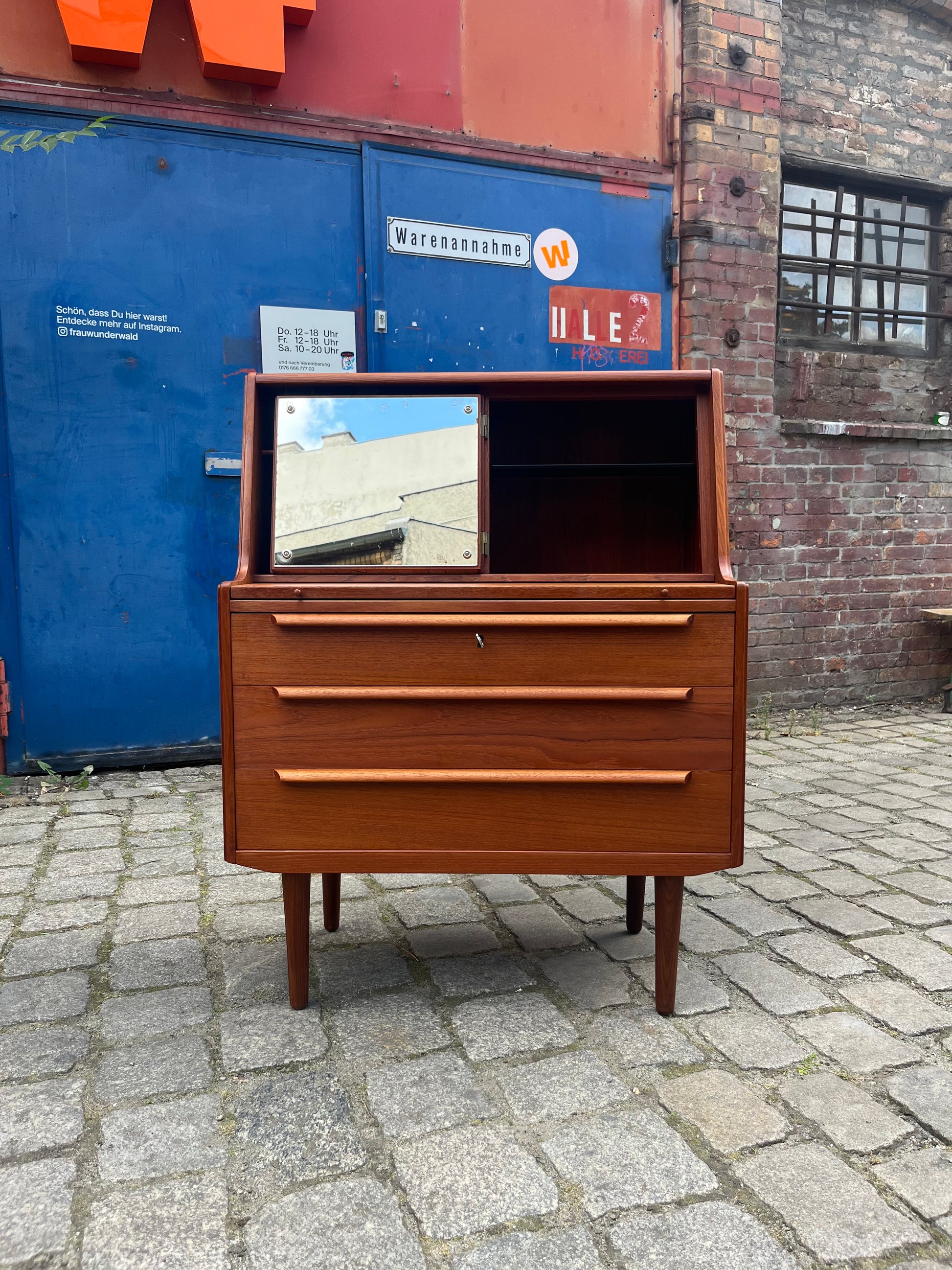 Sekretär Teak mit Spiegel aus Dänemark
