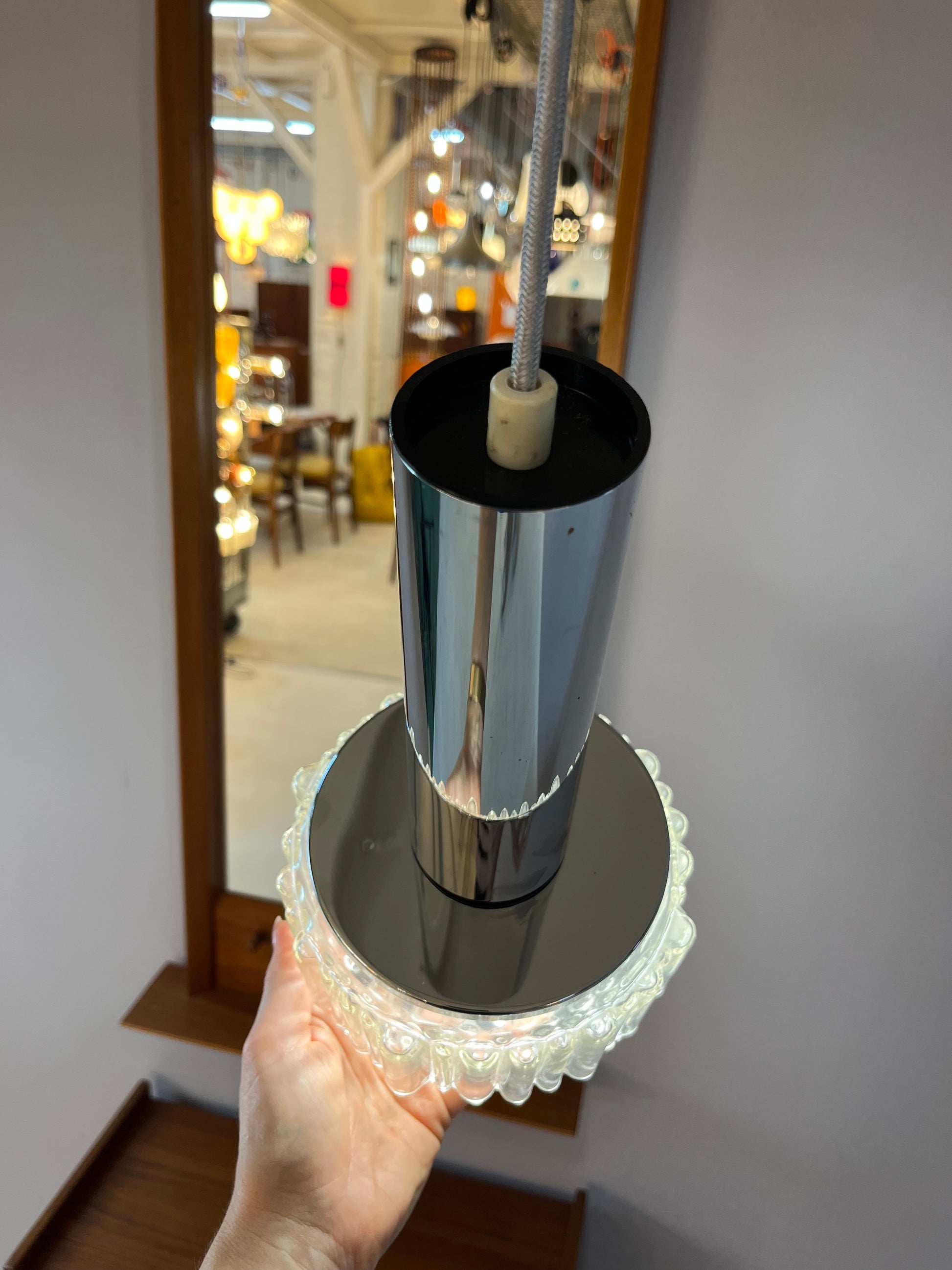 Pendelleuchte Modell P105 Glas Chrom von STAFF