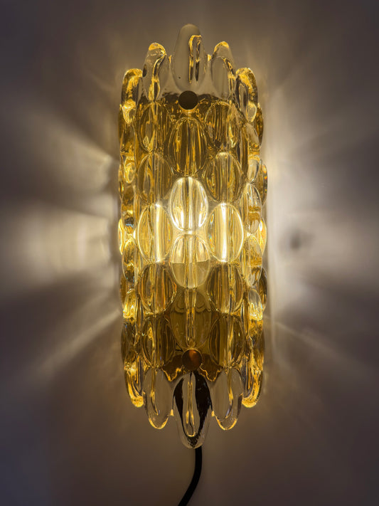 Wandlampe Glas Messing von Carl Fagerlund für Orrefors