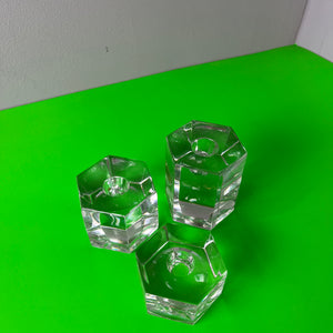 Set: Trio Kerzenständer Hexagon Glas