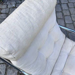 Sessel beige Kord Chromgestell