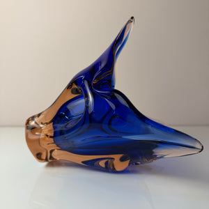 Vase kobaltblau Glas von Josef Hospodka für Chřibská Sklárna
