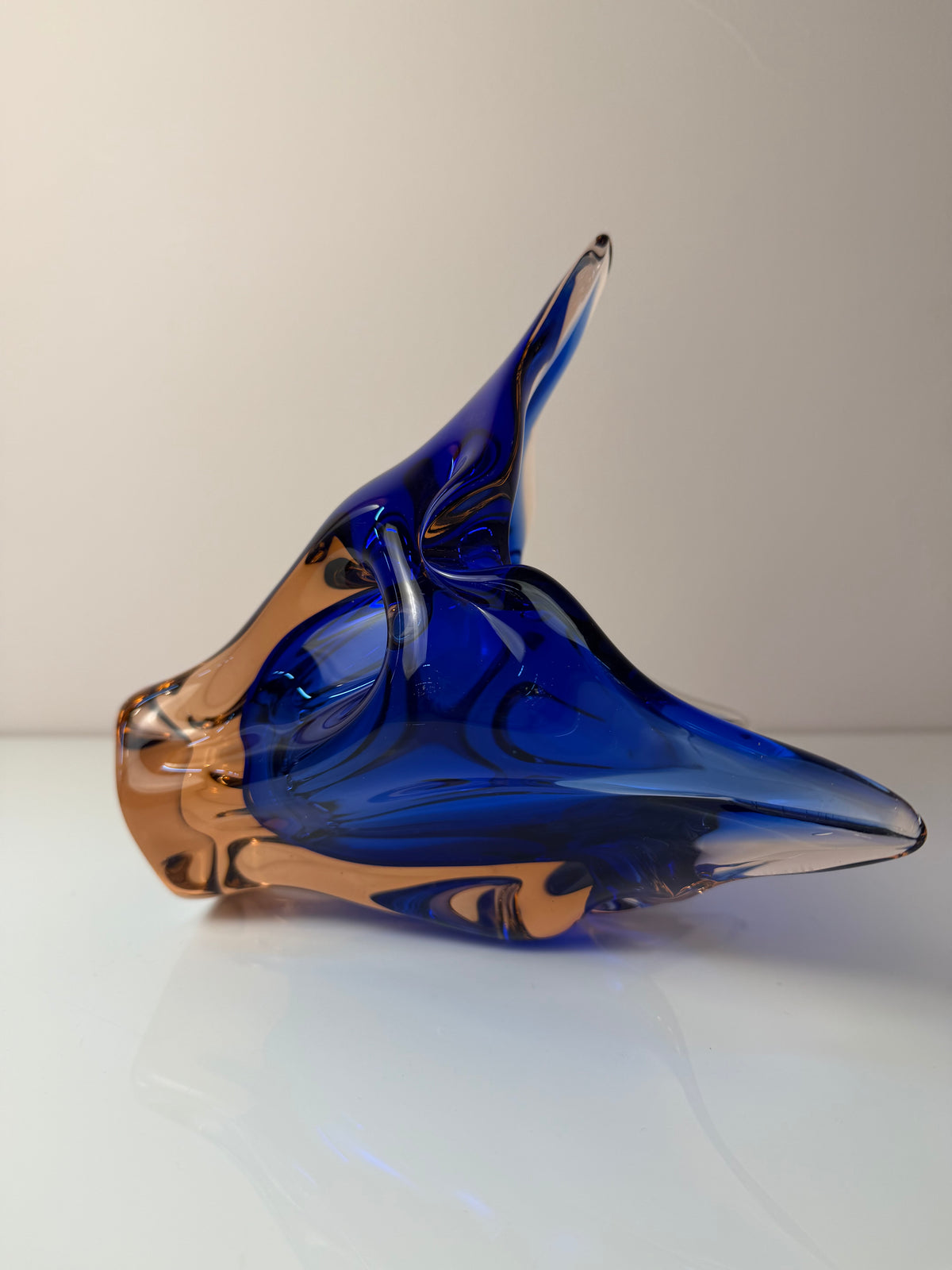 Vase kobaltblau Glas von Josef Hospodka für Chřibská Sklárna