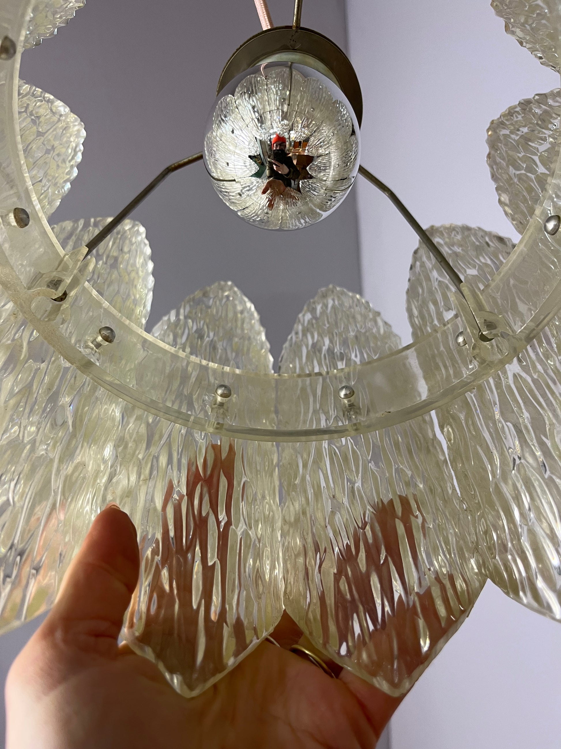 Hängelampe Lucite Eisglas von Marbach Leuchten