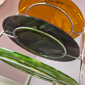 Etagere grün braun orange Glas & Chrom