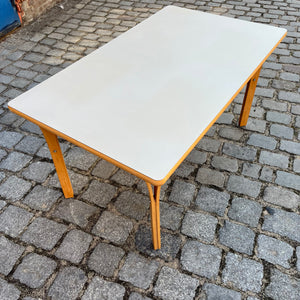 Esstisch mit Linoleum-Platte hellgrau Buche