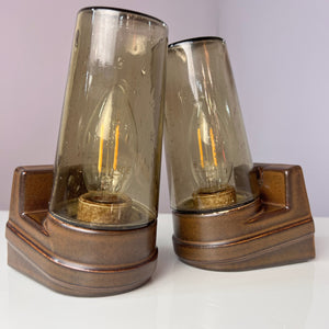 Set: 2x Wandlampe Modell 6080 Rauchglas von Sigvard Bernadotte für Ifö