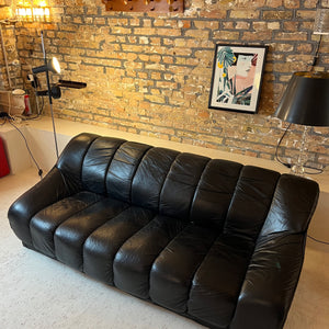 3-Sitzer Sofa schwarz Echtleder