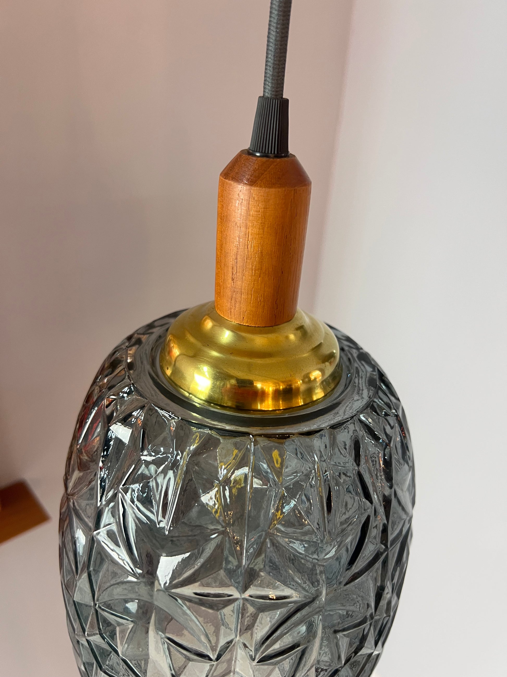 Hängelampe Glas Teak
