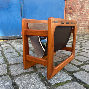 Zeitungsständer Teak Echtleder mit einem Fach von Aksel Kjersgaard für Salin Møbler