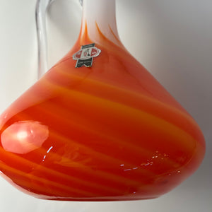 Henkelvase Opalglas mit Flammenmuster von Vetreria Artigiana Sanminiatello