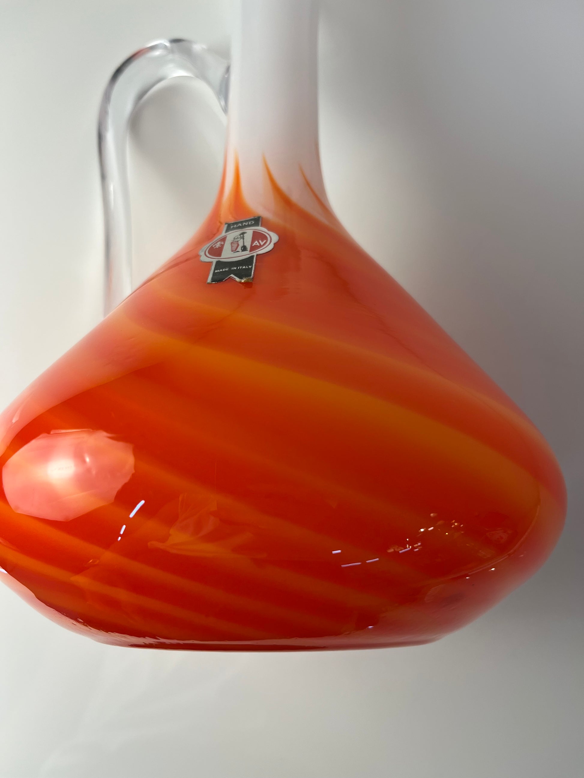 Henkelvase Opalglas mit Flammenmuster von Vetreria Artigiana Sanminiatello