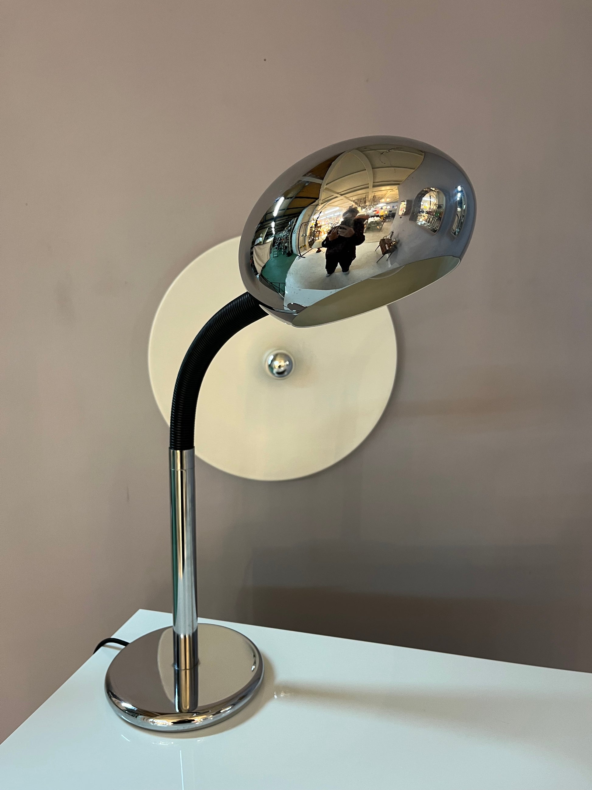 Tischlampe Gooseneck Chrom schwarz von Herda