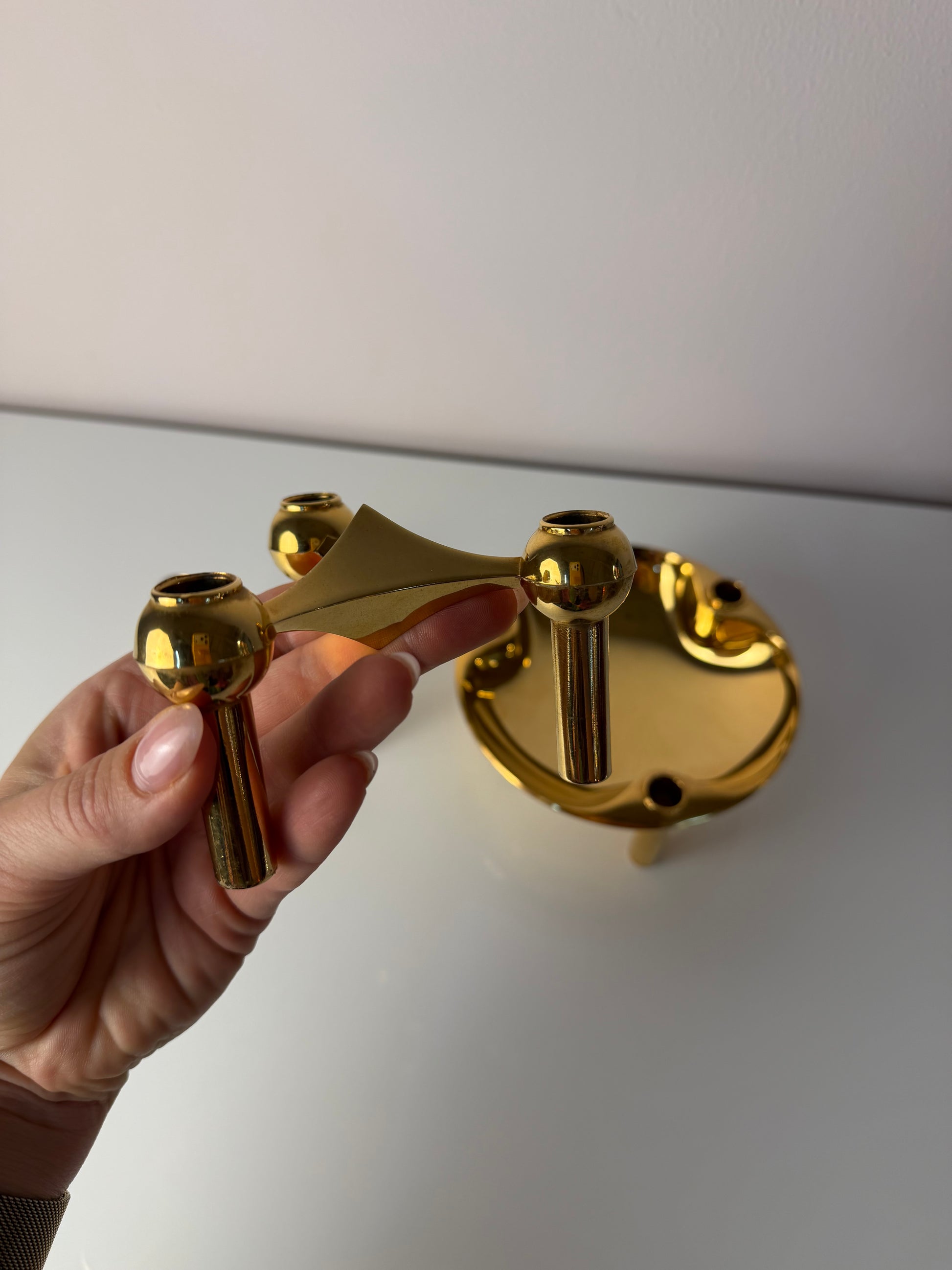 Set: 2 Kerzenständer und 1 Schale gold von Stoff & Nagel