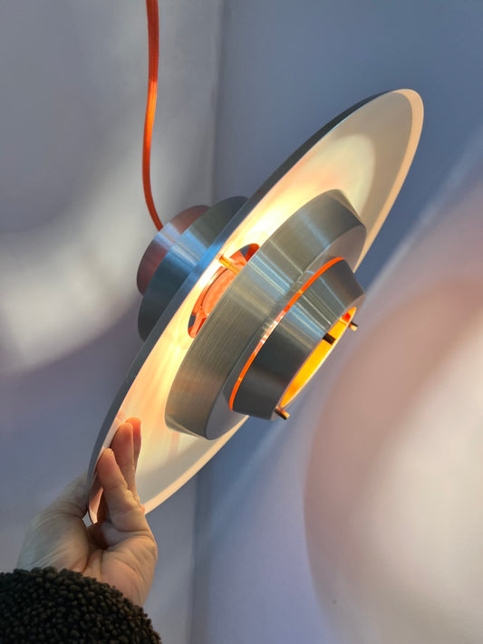 Lamellenlampe Søvaern silber orange von Carl Thore für Granhaga