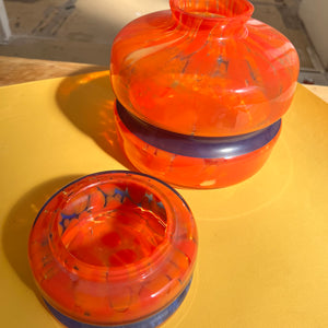 Set: Vase und Aschenbecher orange 70er