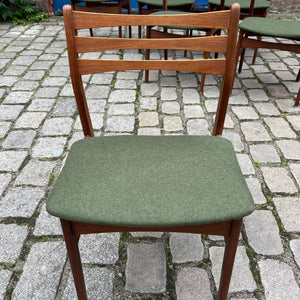 Set: 6x Esszimmerstuhl grün Teak neu gepolstert