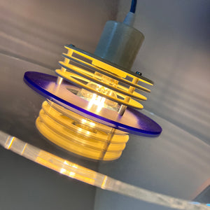 Lamellenlampe „Astra“ blau Plexiglas aus Dänemark